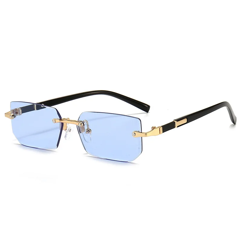Rimless Sunglasses Rectangle Fashion Popular Women Men Shades Small Square Sun Glasses For Female Male Summer Traveling Oculos - Image 2