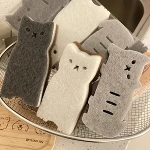 4-piece Cute Cat Kitchen Sponge Set – Thick and Durable Dishwashing and Cleaning Tools