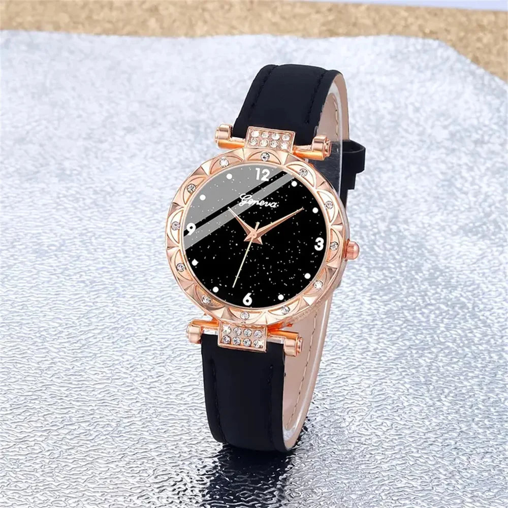 Womens Watches 5Pcs Set Luxury Rhinestone Women Fashion Elegant Wristwatch Quartz Watch For Girl WristWatch Bracelet Gift - Image 2