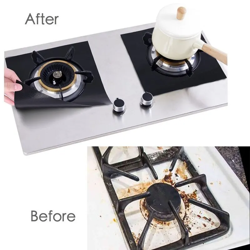 4 Piece Gas Stove Protector Cooker Lid Liner Cleaning Pad For Kitchen Cookware Accessories Pieces Reusable Boiler Hood Protectiv - Image 4