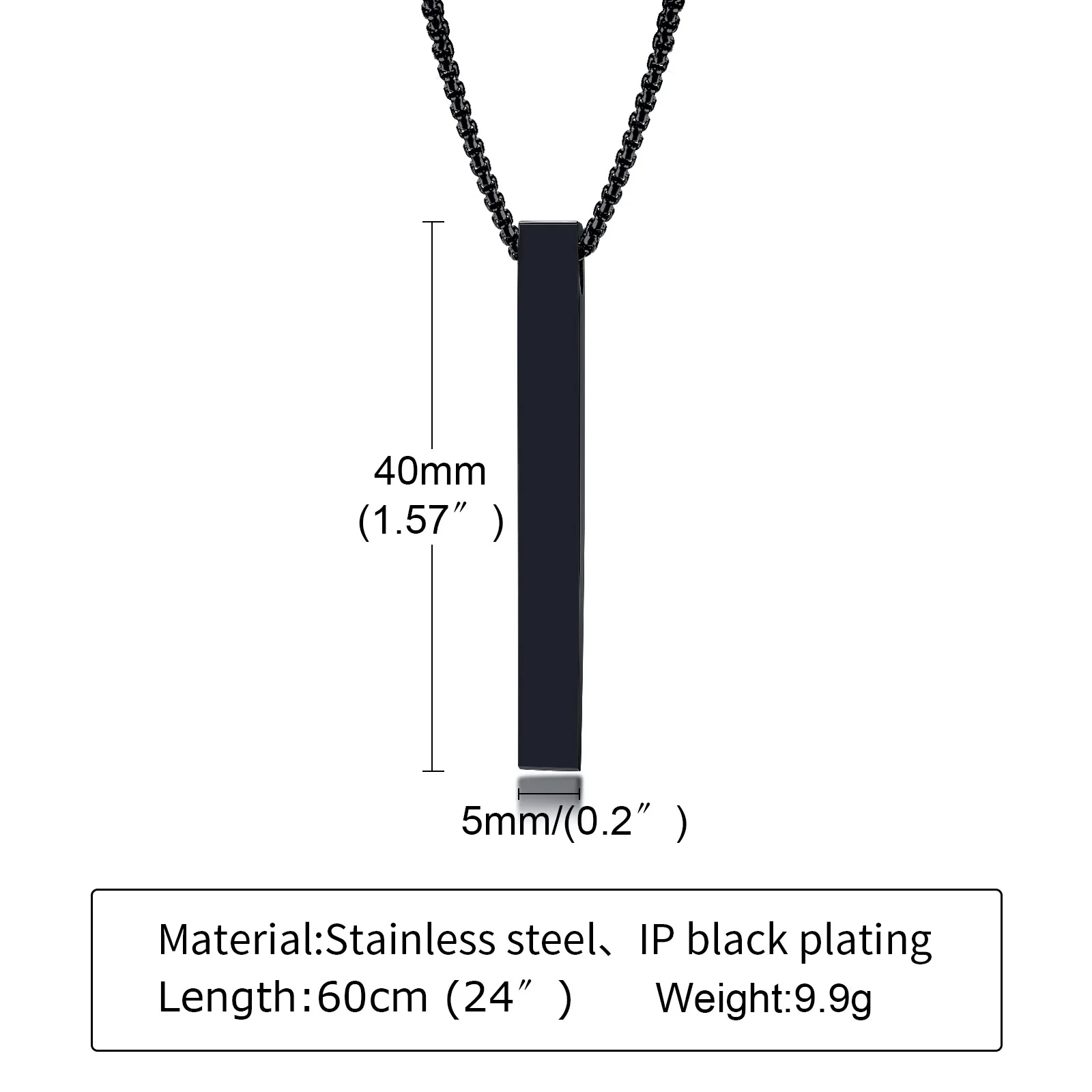 Vnox 5mm Pillar Necklace for Men Women, Stainless Steel 3D Bar Pendant, Minimalist Simple Casual Unisex Neck Collar - Image 6