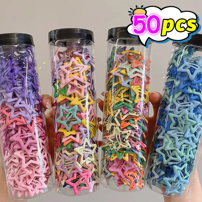 10/50pcs Colorful Kawaii Star Barrettes Y2K Sweet Girls BB Solid Star Hairclips Metal Snap Clip Headdress Hair Jewelry Gifts - Image 3