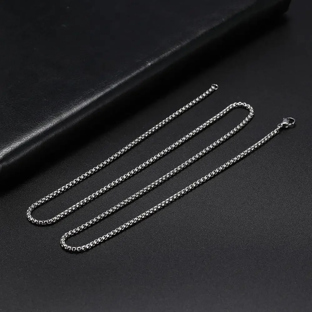 Skyrim Fashion Long Box Chain Necklace Stainless Steel Basic Punk 2-7mm Thick Chains Jewelry Gift for Men Women Wholesale - Image 3