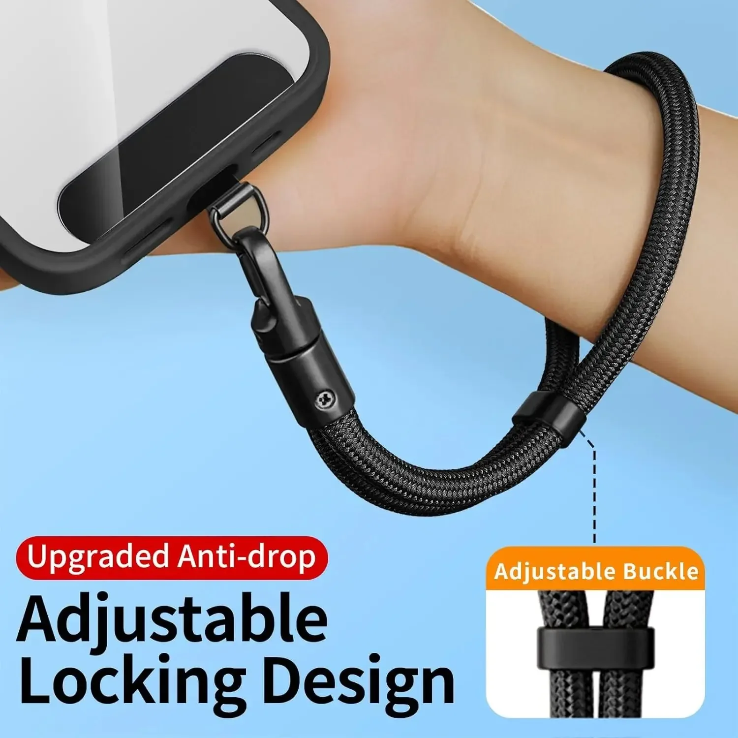 Universal Adjustable Mobile Phone Self-locking Anti-loss Lanyard for iPhone Samsung Short Wrist Strap Durable Cell Phone Strap - Image 2
