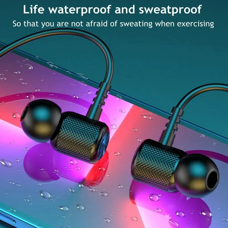 Wireless Headphones Bluetooth 5.0 Neckband Earphones Silicone Hifi 9D Stereo Sports Headset Halter Waterproof Magnetic Earbuds - Image 4
