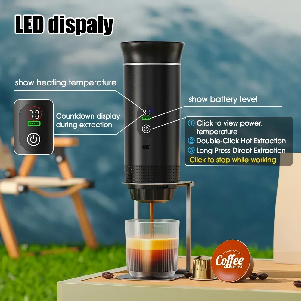 Foombthe Portable Espresso Coffee Machine With Digital Display 3-in-1 Capsule Coffee Maker for Car & Home Camping Coffee Maker - Image 2