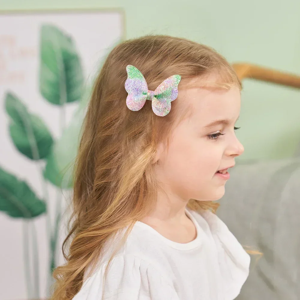2/4/5Pcs Girls Cute Sequins Double Butterfly Hair Clip Bow Hairpins DIY Headwear Bow Decor Hairgrip Toddler Hair Accessories - Image 2