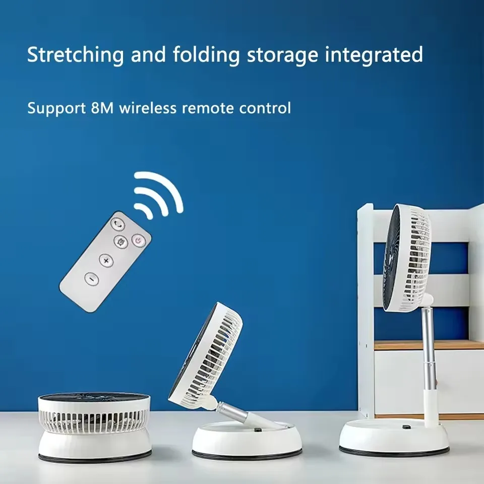 Portable Folding Fan 6000mAh USB Remote Control Air Cooler Silent Rechargeable Wireless Floor Standing Fan For Outdoor Home - Image 3