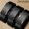 OYIFAN Fashion Men’s Belt Men’s Genuine Leather Belt Automatic Buckle Ratchet Belt Random Adjustment
