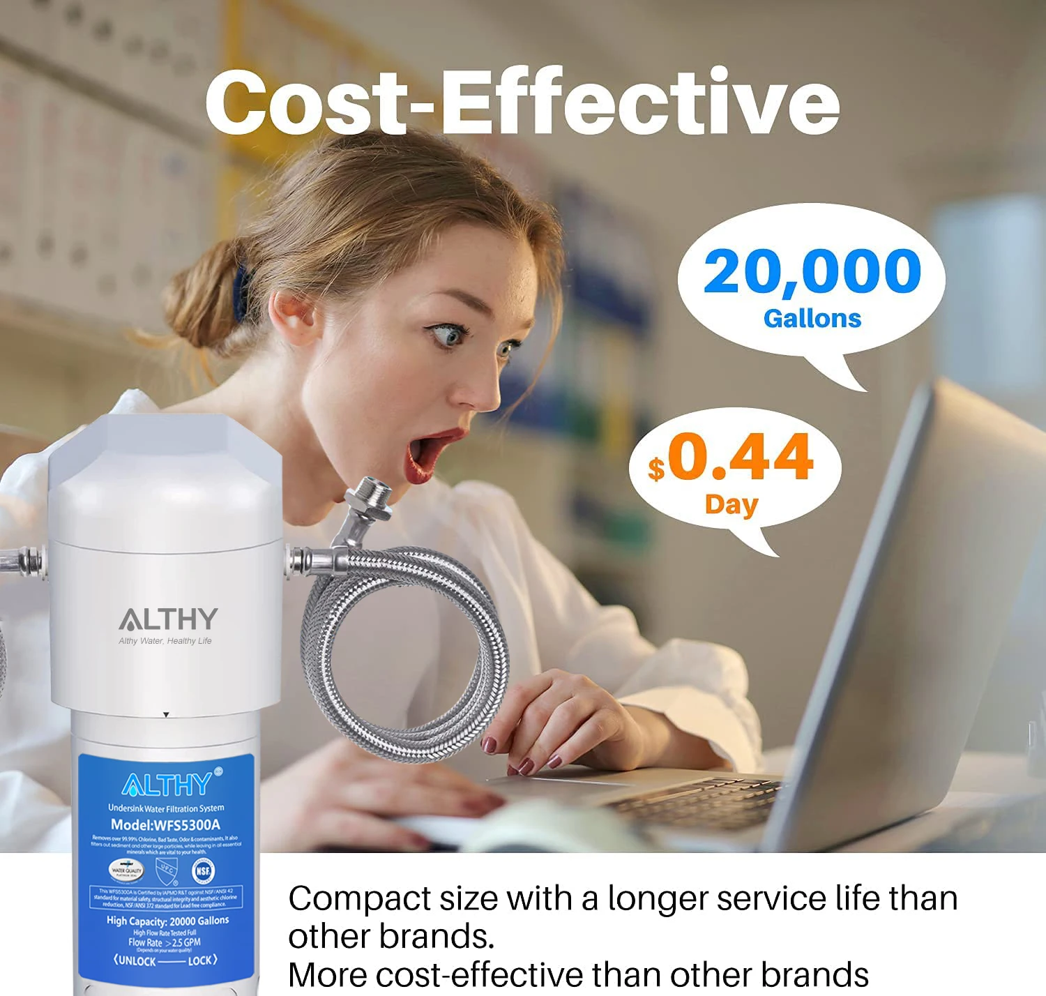 ALTHY Under Sink Drinking Water Filter Purifier -NSF/ANSI Certified Direct Connect Under Counter Drink Water Filtration System - Image 6