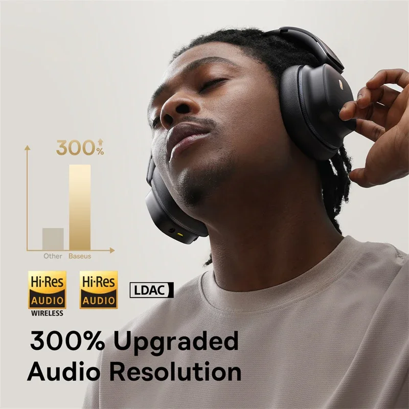 Baseus Bowie 30 Max Bluetooth Headphones 45dB Noise Cancellation Hi-res LDAC Over Ear Headset 3D Spatial Audio Wireless Earphone - Image 4