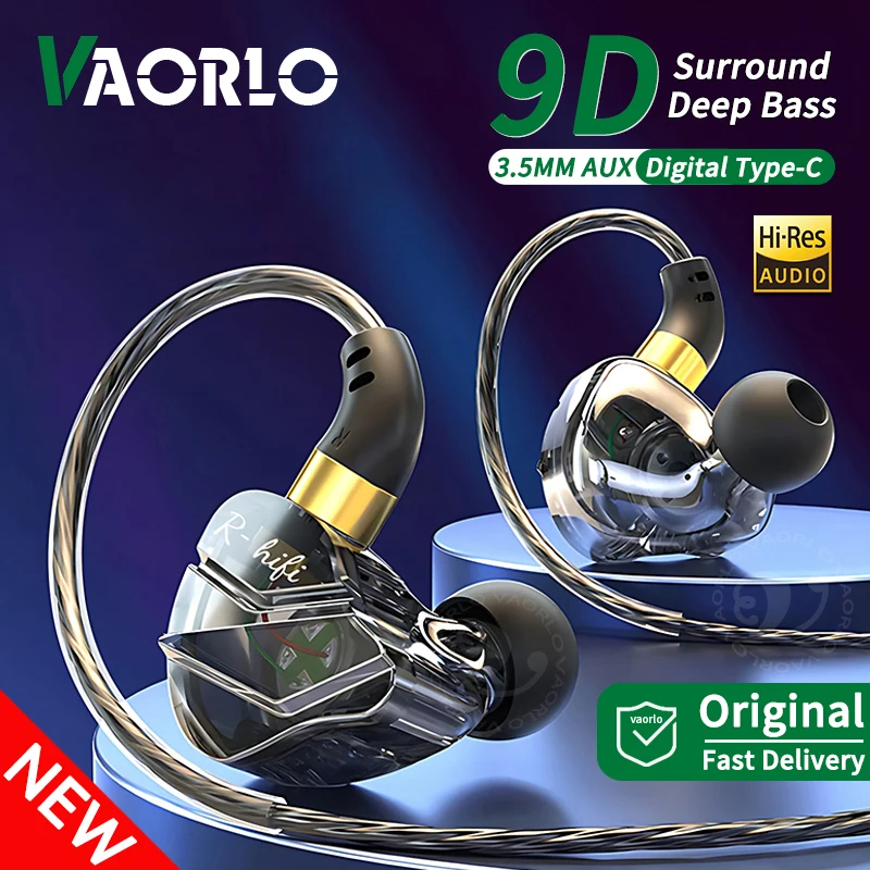 9D Surround HIFI Heavy Bass Headset 3.5MM/Type-C Digital Chip With Mic In-Ear Wired Headphones Music Sports For Samsung Android