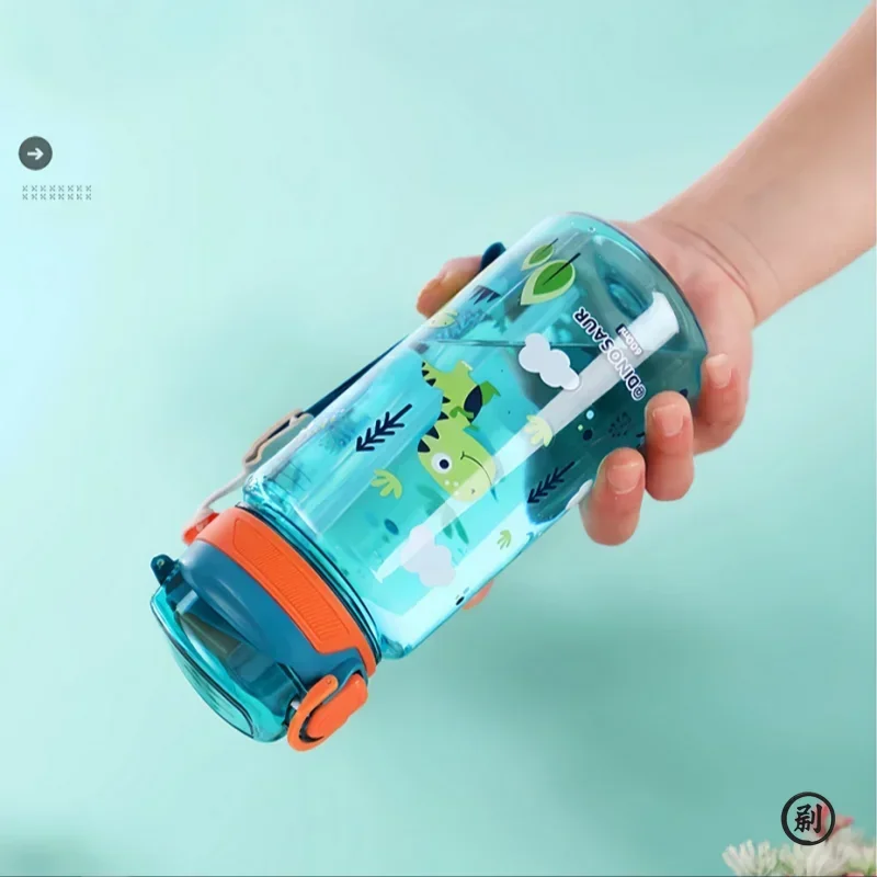 600ml Dinosaur Water Bottle For Kids Water Sippy Cup With Silicone Straw Leakproof Plastic Water Bottles Summer Kids Water Cup - Image 3