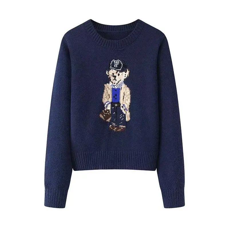 New 2024 Autumn Winter Pullover Sweater Women Cashmere Knitwear Tops Bear Print Warm Pullovers Korean Fashion Chic Woman Clothes - Image 3