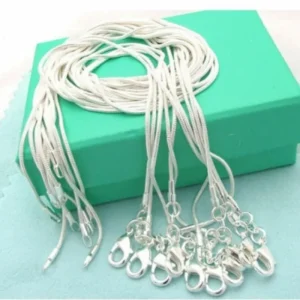 10PCS LOT Wholesale 925 Sterling Silver 16/18/20/22/24/26/28/30 Inch 1mm Snake Chain Necklace For Woman Man Fashion Jewelry