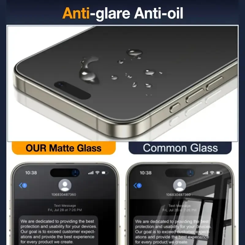 3Pcs Oleophobic Dust Free Easy Installation Matte Privacy Screen Protector for IPhone 16 15 11 12 13 14 Pro Max Plus XS XR Glass - Image 4