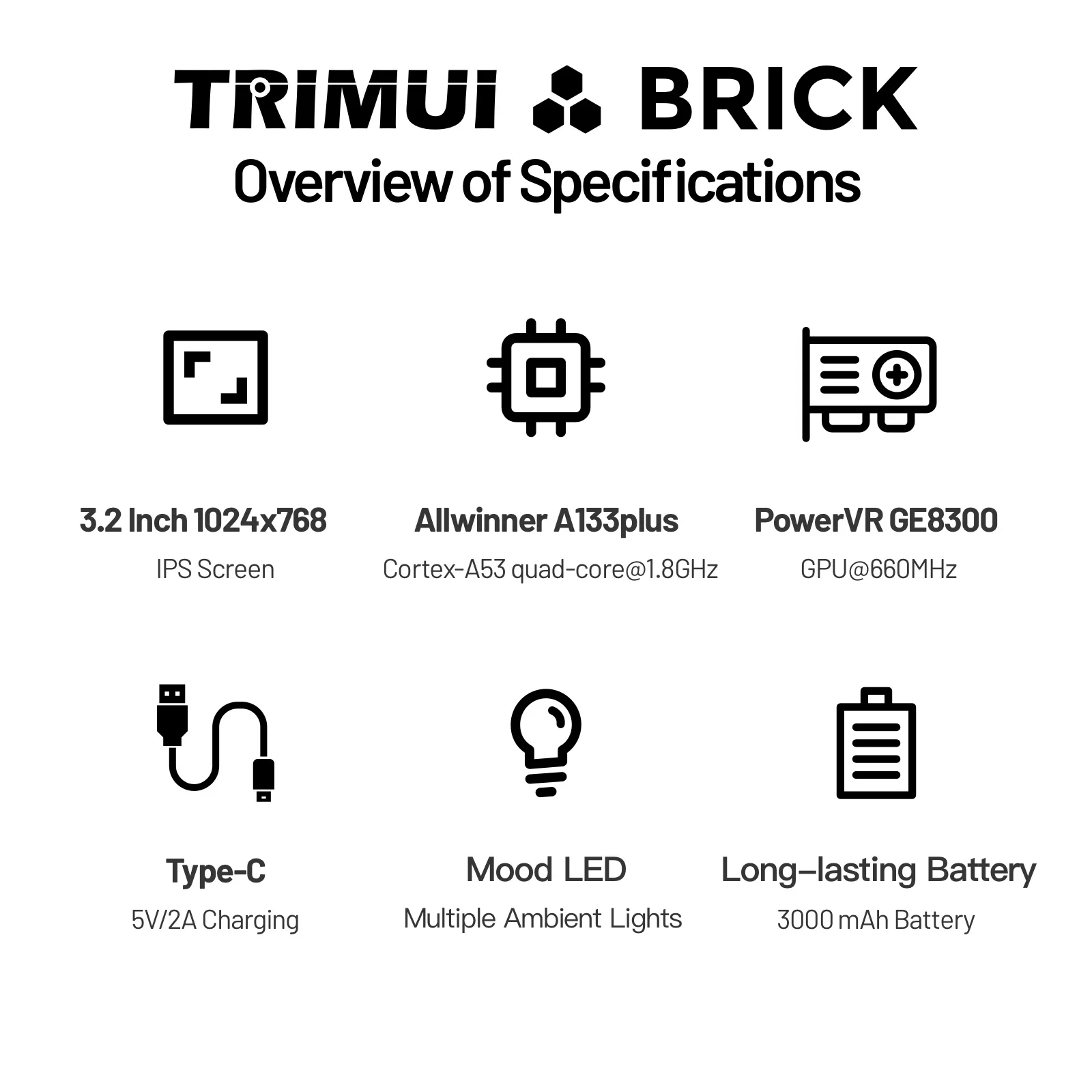 TRIMUI BRICK Handheld Game Console 3.2'' IPS Screen Linux System Crossmix OS Metal Back Panel Key LED Lighting Free Keycap Gifts - Image 2