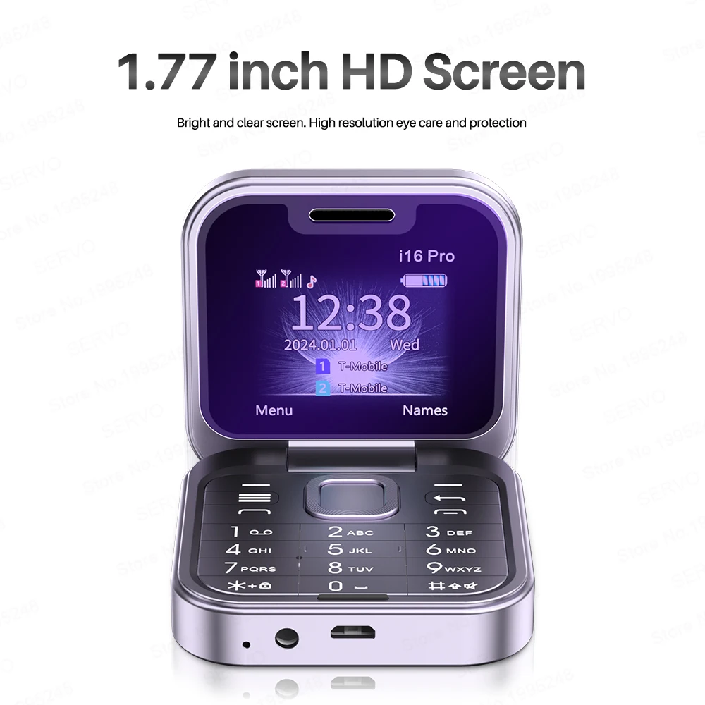 SERVO i16 PRO Foldable Mini Mobile Phone 2G Dual SIM Card Speed Dial Magic Voice 1.77''Screen 3.5mm Jack Flip Cellphone Type-C - Image 2