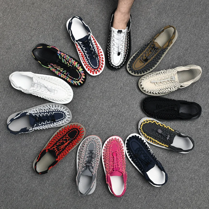 Summer Men Sandals Fashion Handmade Weaving Design Beach Sandals Breathable Casual Flat Sandals Outdoor Couples Sandals Size - Image 6
