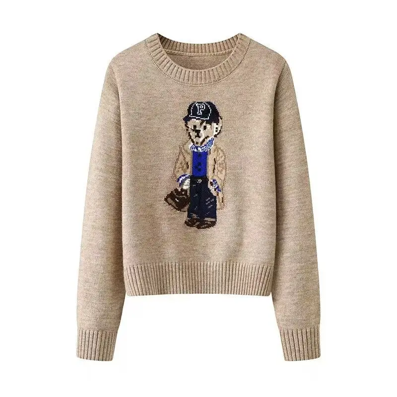New 2024 Autumn Winter Pullover Sweater Women Cashmere Knitwear Tops Bear Print Warm Pullovers Korean Fashion Chic Woman Clothes - Image 2