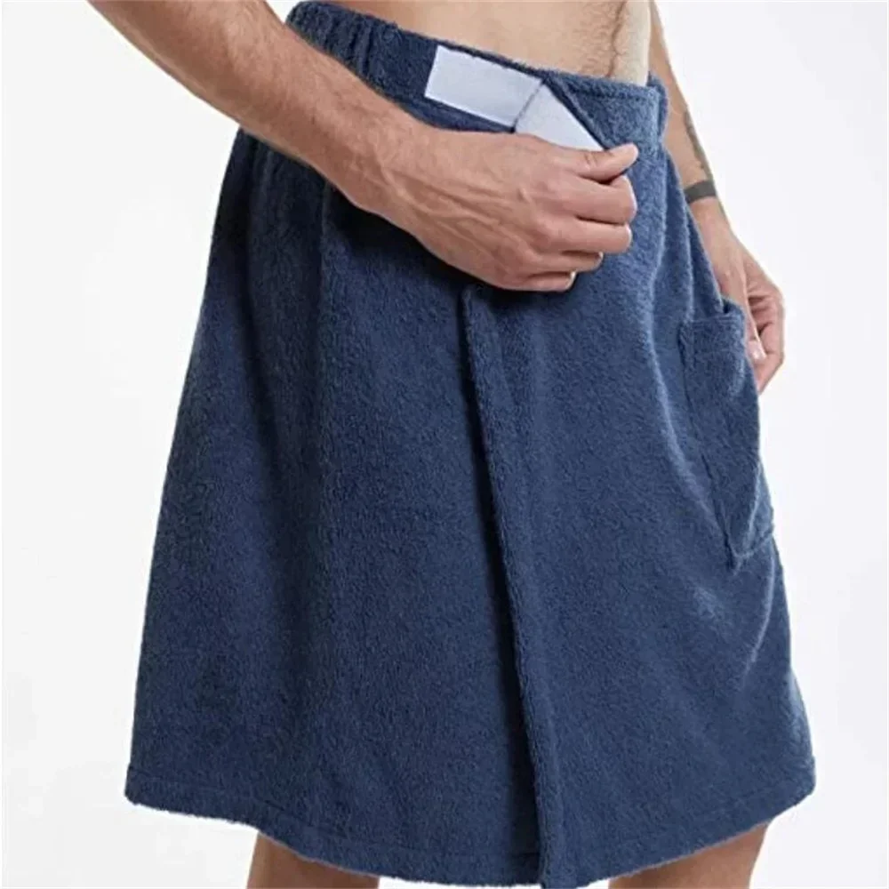 Men Soft Wearable Bath Towel with Pocket Bathrobes Shower Wrap Sauna Gym Swimming Holiday Spa Bath Beach Towel Toalla De Playa - Image 4