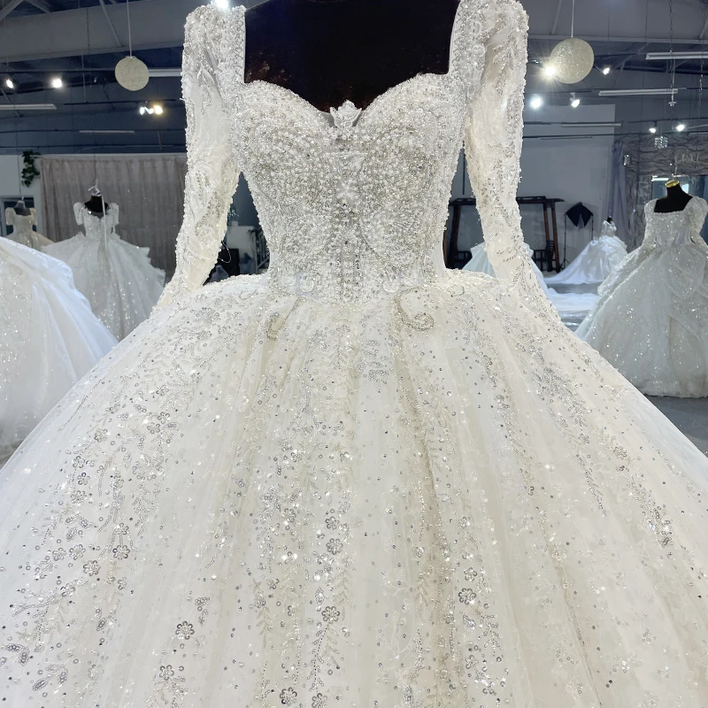 Gorgeous Wedding Dress Wedding Organza Ball Gown Square Collar Wedding Suits For Women Beading Crystal MN97 Vestido De Novia - Image 5