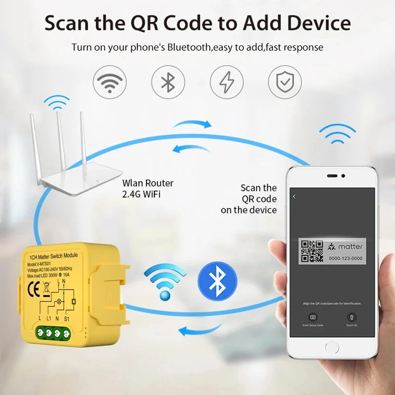 Matter WiFi Smart Switch Module Relay Circuit Breaker Smart Home Automation Collaborates with Homekit/Alexa/Google/smartTings - Image 5