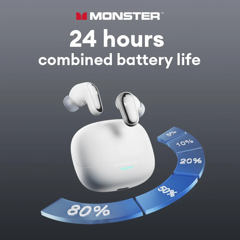 Monster MQT52 Wireless Bluetooth 5.4 Earphones Long Battery Life Gaming Headphones Dual Mode HIFI Stereo Sound Headset With Mic - Image 3