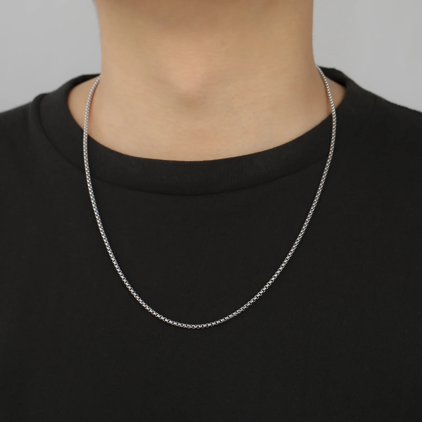 Skyrim Fashion Long Box Chain Necklace Stainless Steel Basic Punk 2-7mm Thick Chains Jewelry Gift for Men Women Wholesale - Image 6