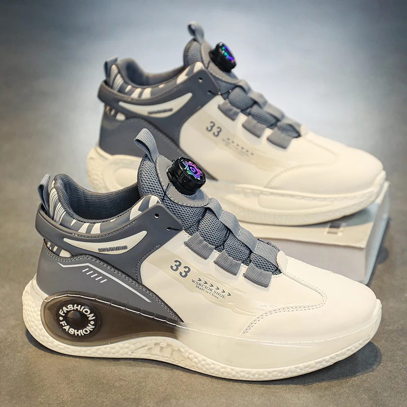 Mens Sneakers with Rotating Buckle Comfy Non Slip Lace up Durable Shoes for Mens Outdoor Activities - Image 3