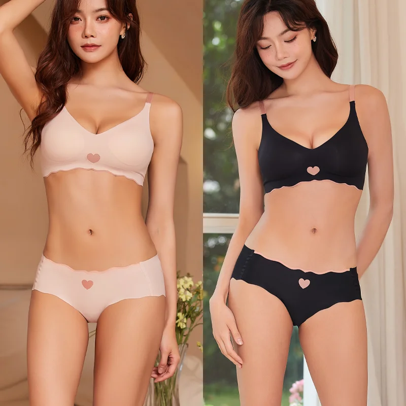 Seamless Bra Set Women Backless Underwear Suit Push Up Bras Sexy Lingerie Set Deep V Tops Soft Ice Silk Briefs Female Intimates - Image 2