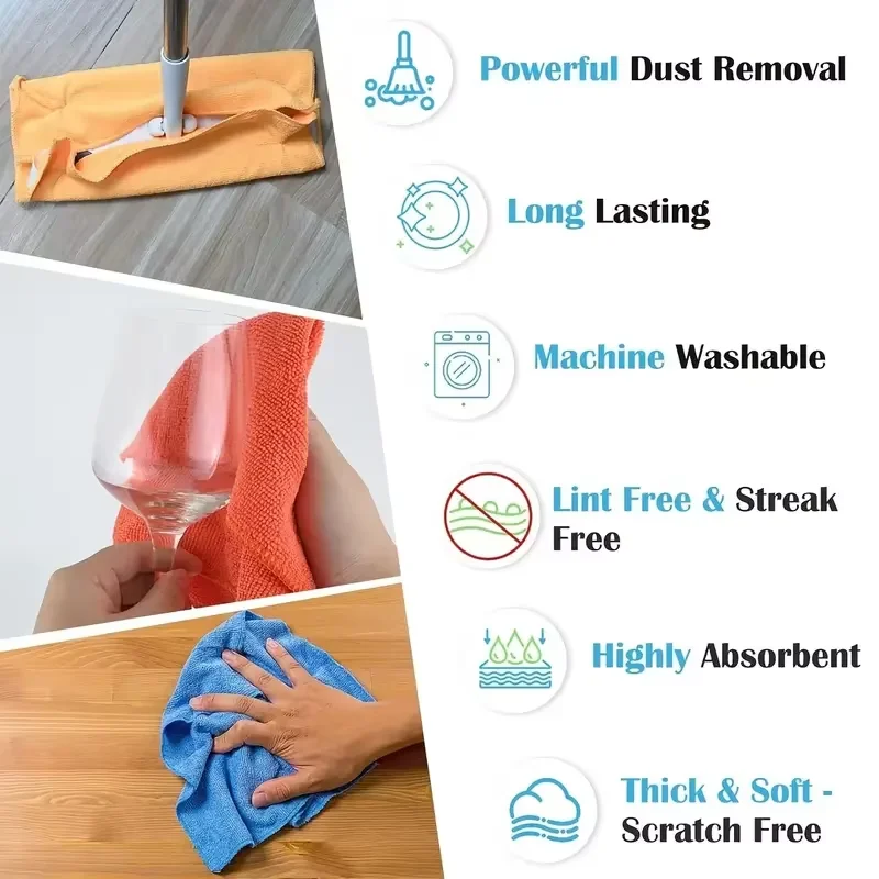 20/10/5/3pcs Microfiber Cleaning Cloth, Dishwashing Cloth Household Rag Kitchen Bathroom Cleaning Towel Durable Absorbent Towel - Image 3