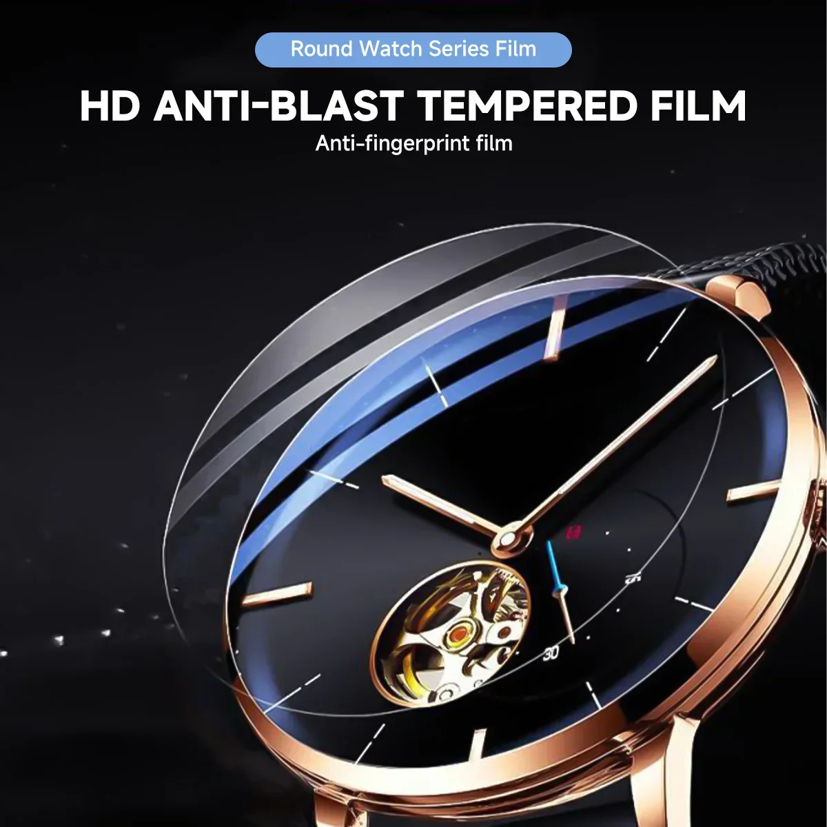 26-46mm Universal Tempered Glass Smartwatch Screen Protector Protective Film 28mm 30mm 32mm 38mm 40mm 41mm 42mm Diameter 2-5PCS - Image 2