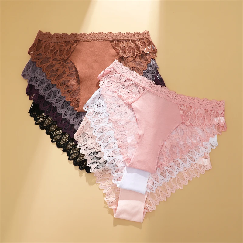 FINETOO 3Pcs Lace Hollow Out Underwear for Women Sexy Low-Waist Floral Briefs Female Invisible Breathable Lingerie Soft Intimate - Image 4
