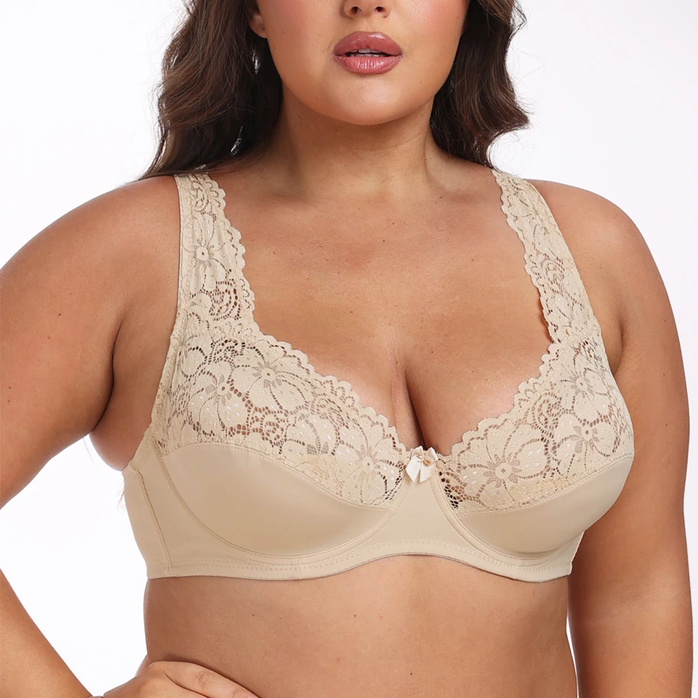Bras For Womens Lingerie Top Female Lace Bra Underwire Plus Size Brassiere Perspective Sexy Underwear B C D DD E F Cup - Image 5
