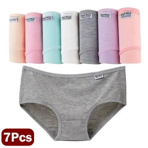 7Pcs/Lot Plus Size Underwear Women’s Panties Cotton Girl Brief Sexy Lingeries Shorts Underpant Solid Panty Female Intimate M-4XL