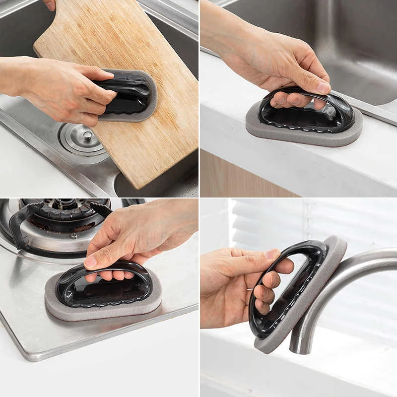 Magic Emery Sponge Brush Wipe Eraser Cleaner Kitchen Bath Rust Strong Decontamination Cleaning Tools With Handle Household Tools - Image 5