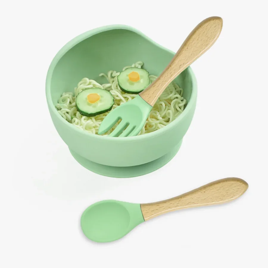 High Quality Spill-Proof Silicone Feeding Bowl Baby Dishes Kid Dinner Spoon Food Grade Silicone Baby Silicone Tableware - Image 2