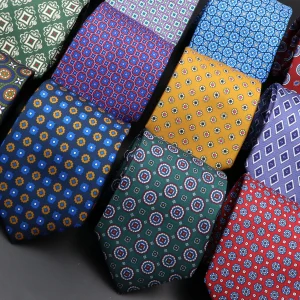 Men’s Fashion Silk Tie 7.5cm Soft Novelty Necktie Blue Green Orange Color Ties For Men Dot Floral Bowtie Wedding Business Gift