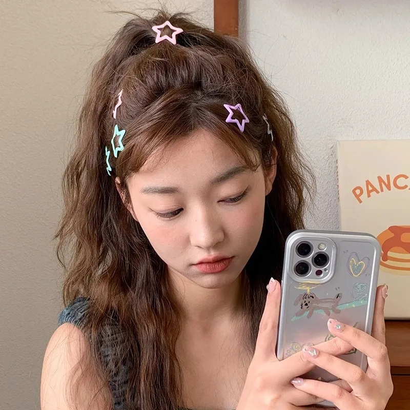 10/50pcs Colorful Kawaii Star Barrettes Y2K Sweet Girls BB Solid Star Hairclips Metal Snap Clip Headdress Hair Jewelry Gifts - Image 6