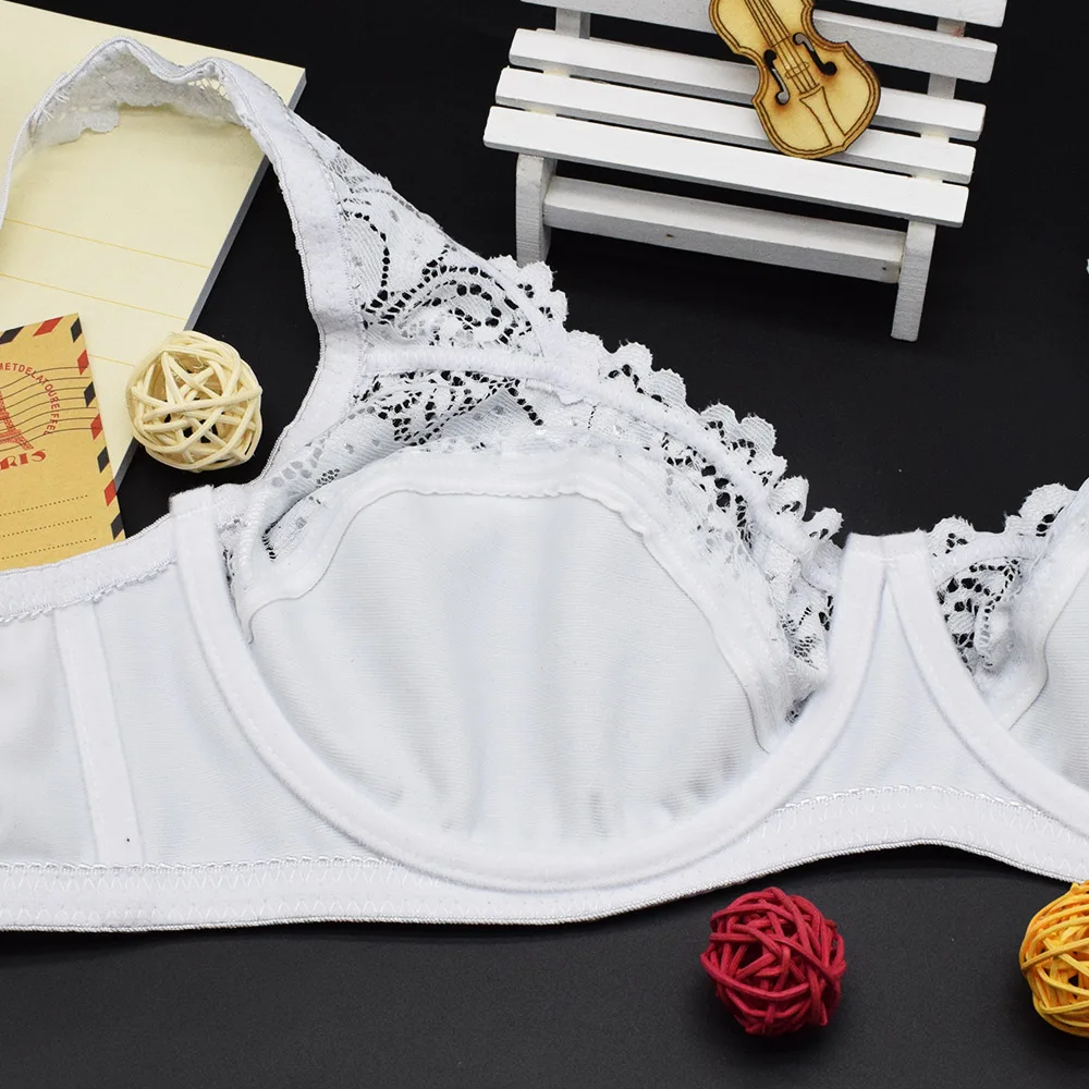 Bras For Womens Lingerie Top Female Lace Bra Underwire Plus Size Brassiere Perspective Sexy Underwear B C D DD E F Cup - Image 4