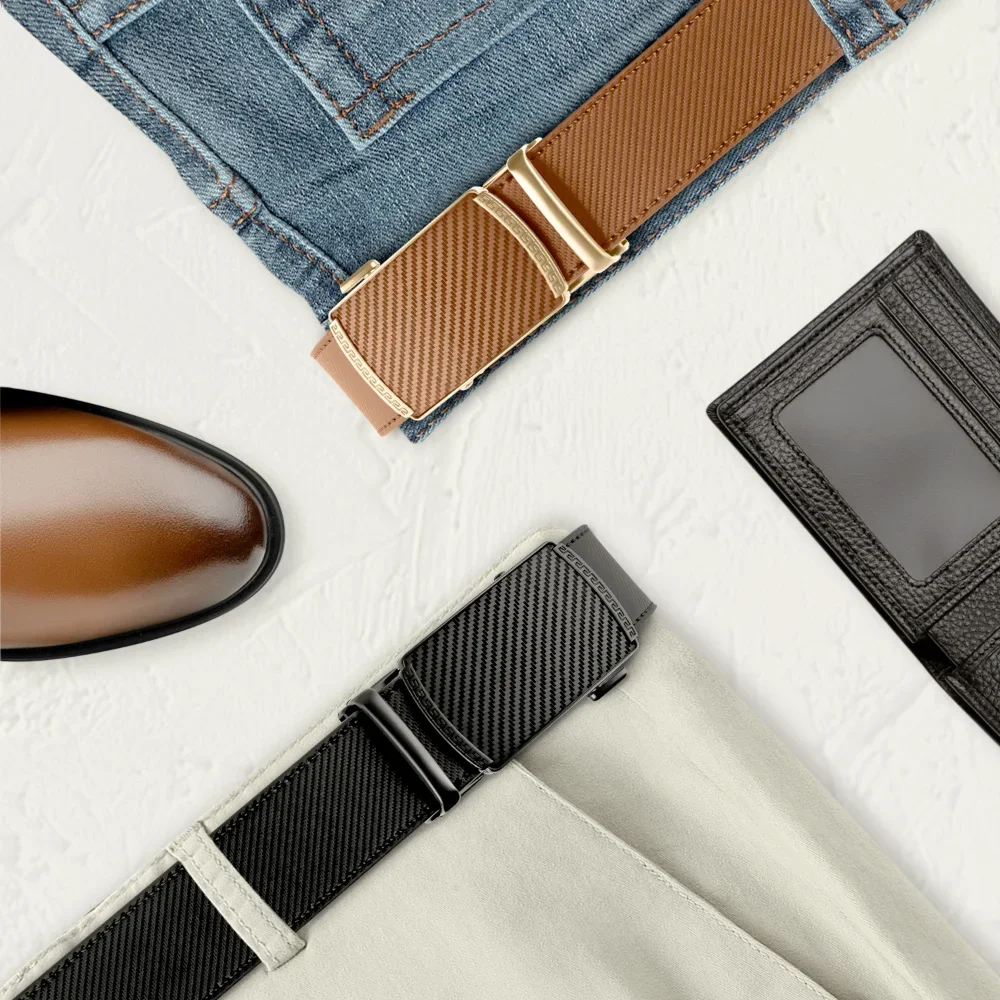 Men Belts Leather Waist Strap Male Automatic Buckle Waistband Mens High Quality Girdle Belts for Women Men Gifts 105 115 125cm - Image 2