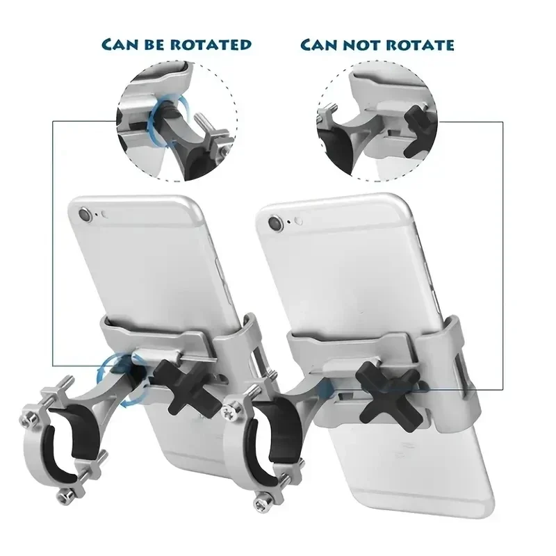 360 Rotate Metal Motorcycle Bicycle Phone Holder Aluminum Alloy Anti-slip Bracket Support GPS Clip Bike Phone Stand for iPhone - Image 3