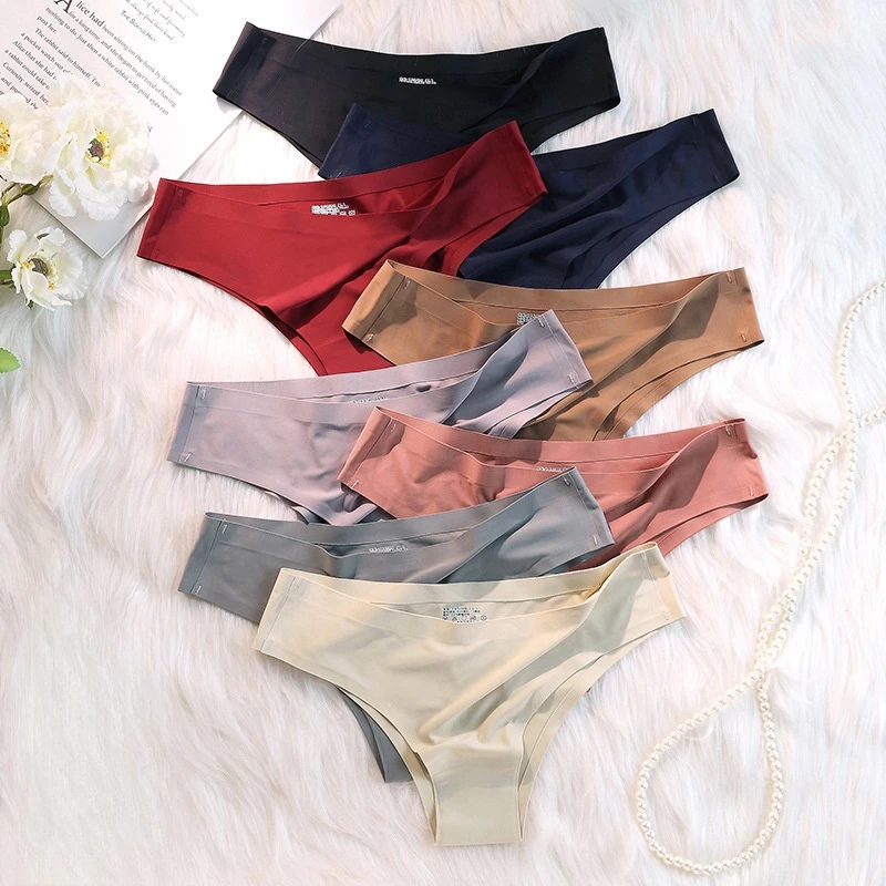4PCS/Set Seamless Panties Women Sexy Underwear Ice Silk Underpants Low Waist G-string Female Soft Solid Ultra-thin Briefs - Image 3