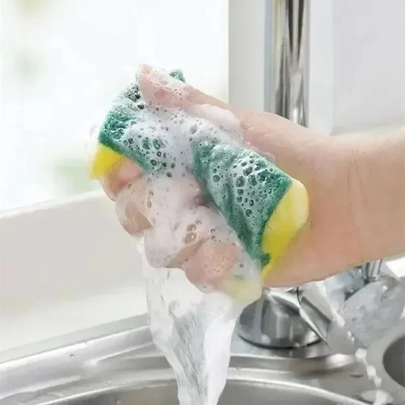 100/1Pcs Kitchen Dishwashing Soft Sponge Absorbent Clean Rub Pot Rust Scouring Pad Removing Kits Household Cleaning Brush Sponge - Image 4