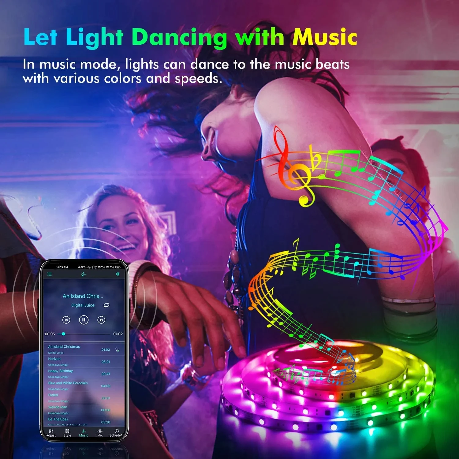 Smart LED Strip Lights 5050 RGB Bluetooth APP Remote Control USB 5V Led Tape Diode Flexible Ribbon Lamp Christmas Room Decor - Image 2