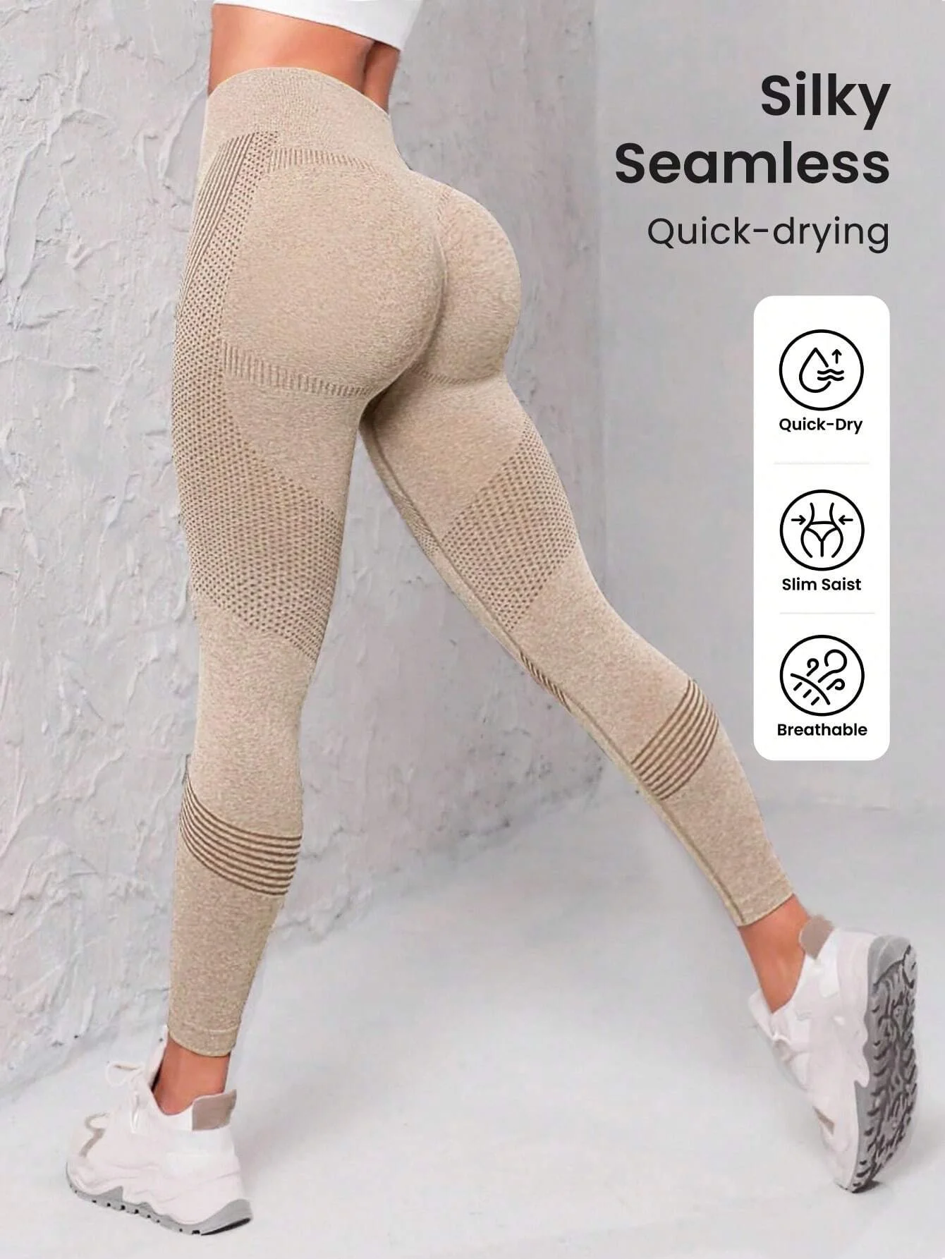 Seamless Wide Waistband Sports Leggings - Image 4