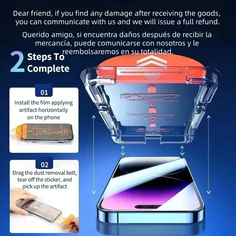 1-2pcs 8K HD Tempered Glass Screen Protector For IPhone 16 17 16e 13 12 15 14 11 Pro Max 8 Plus 13 12 Mini SE Auto-Dust Removal - Image 6