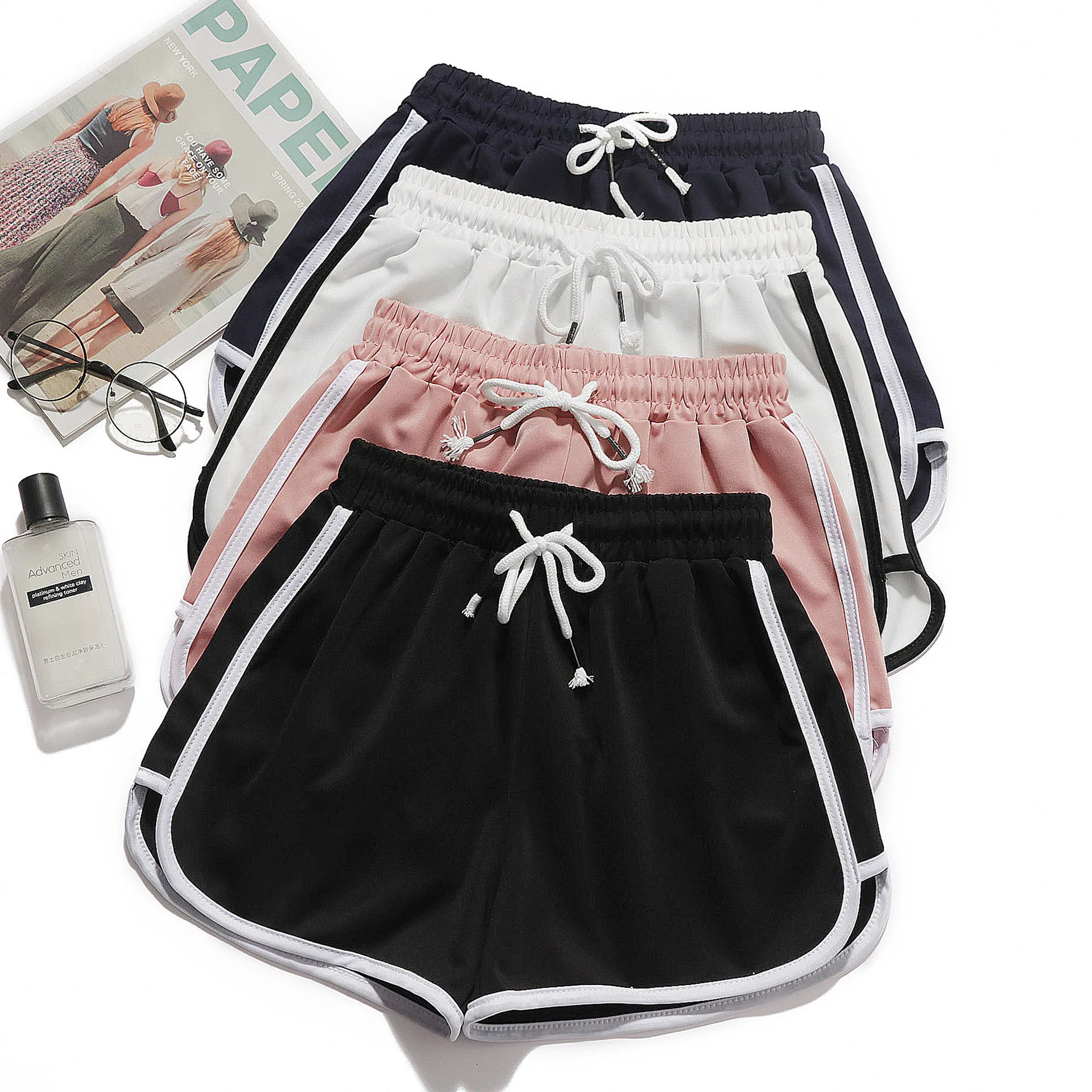 Women yoga Shorts Summer outer wear mid-waist casual loose straight pants lady stylish thin breathable wide leg gym short pants - Image 2