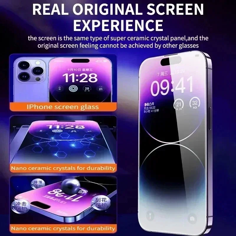 Oleophobic Coating Dust Free Easy Installation Screen Protector For iPhone 14 11 13 12 15 16 Pro Max Mini XS XR 15 16 Plus Glass - Image 4